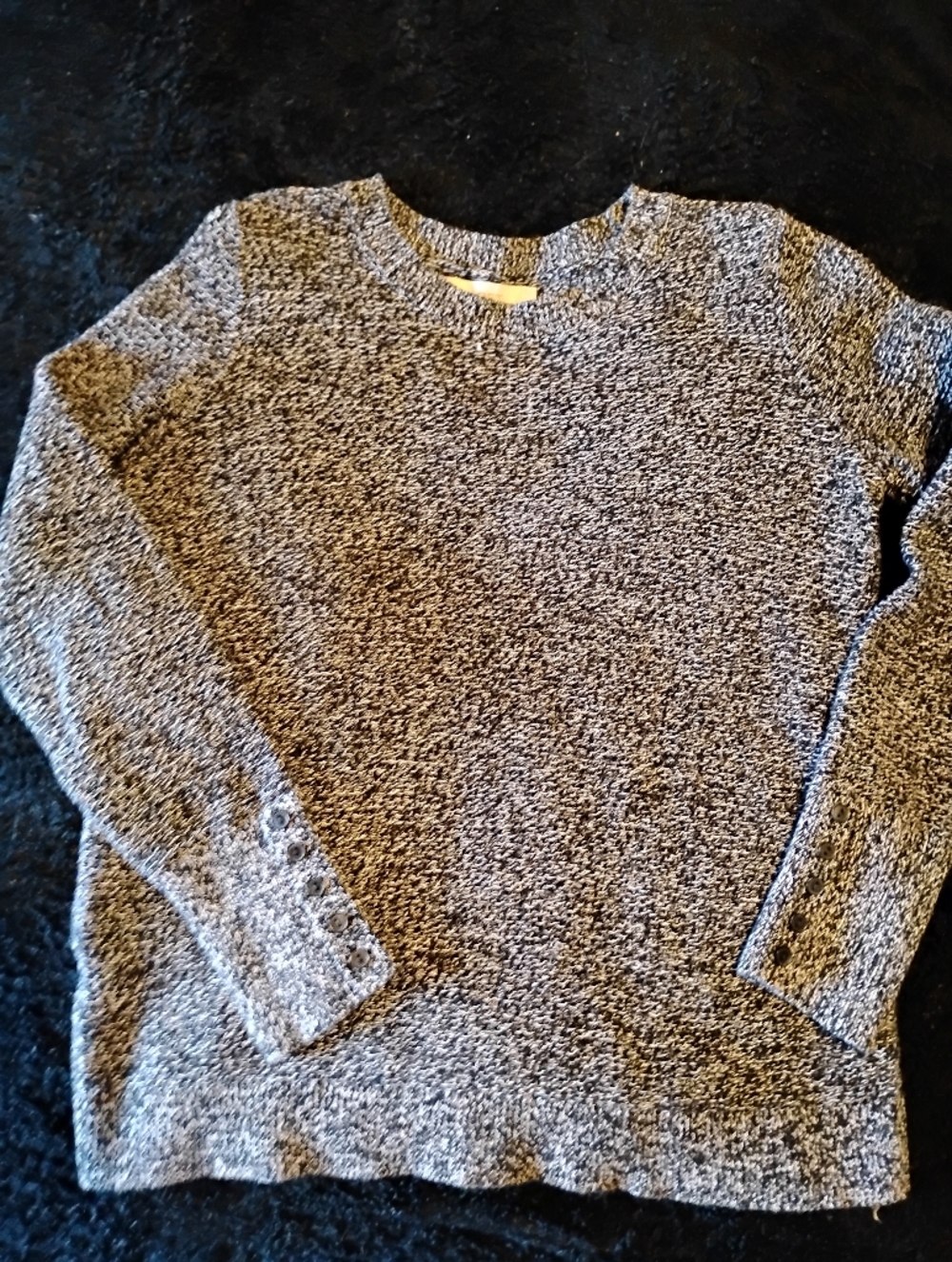 LOFT Black and White Marled Crewneck Sweater